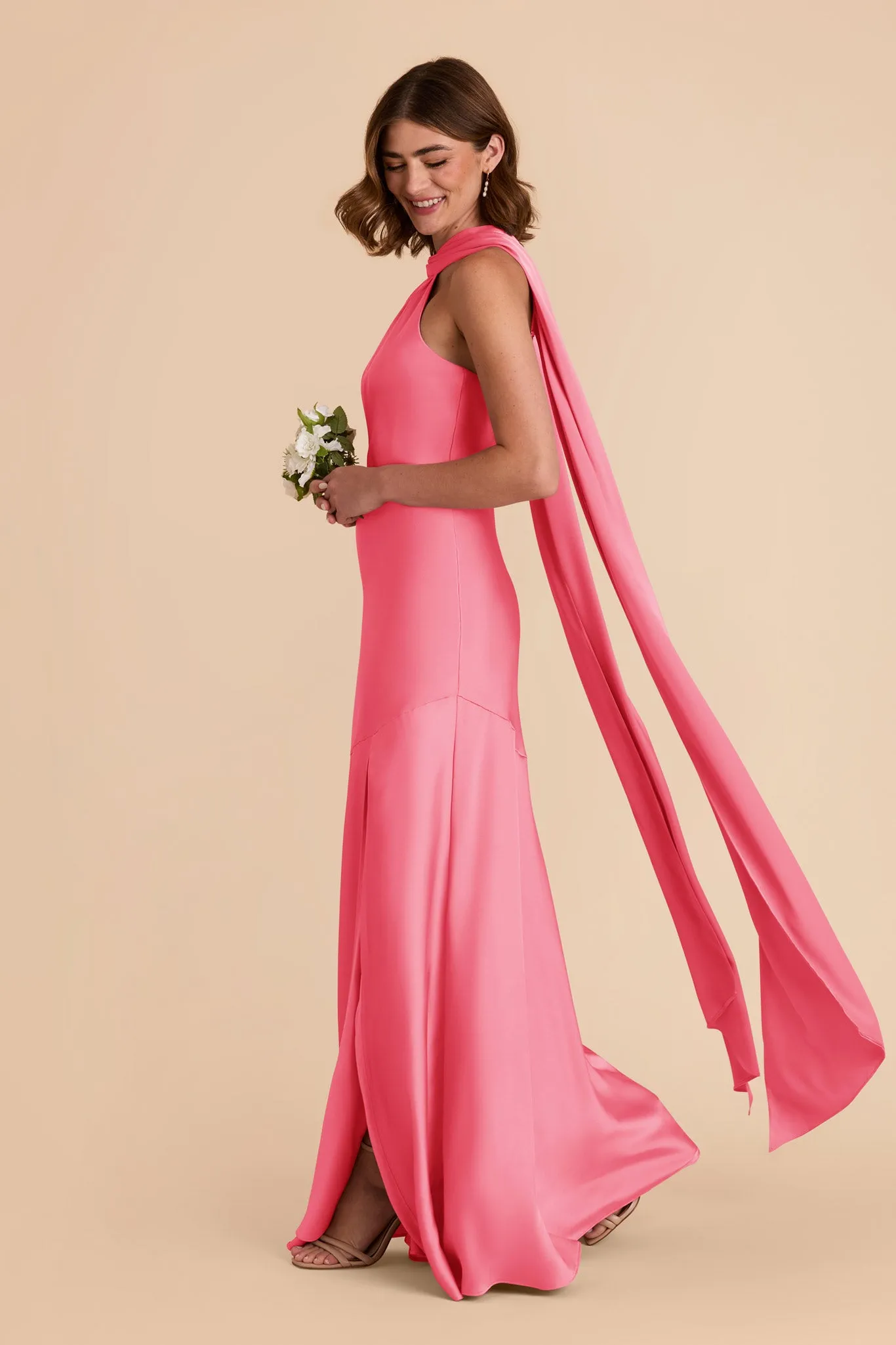 Eileen Matte Satin Dress - Bon Bon Pink sold by Birdy Grey product image thumbnail 3