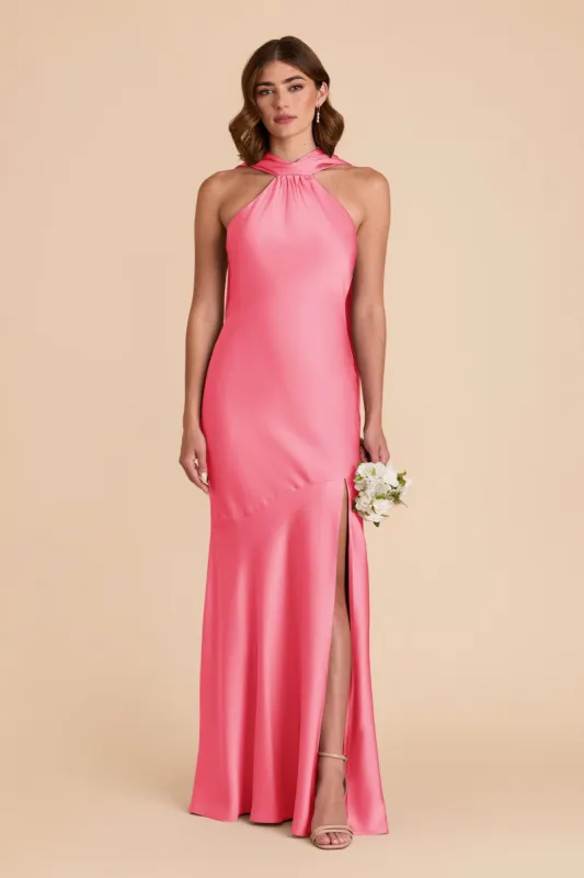 Eileen Matte Satin Dress - Bon Bon Pink sold by Birdy Grey