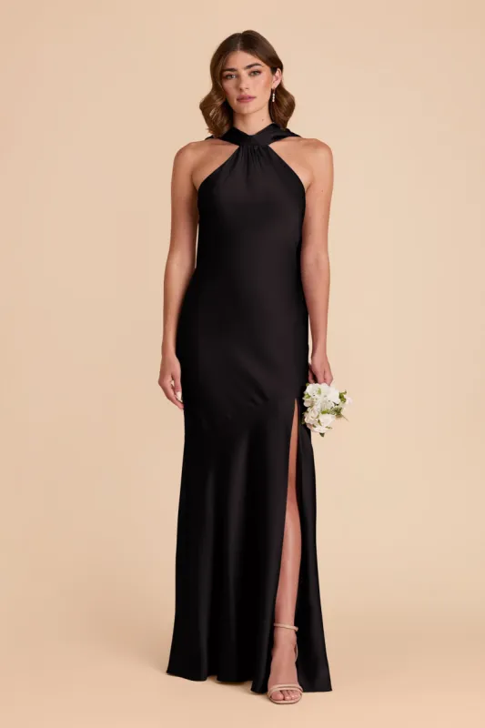Eileen Matte Satin Dress - Black sold by Birdy Grey