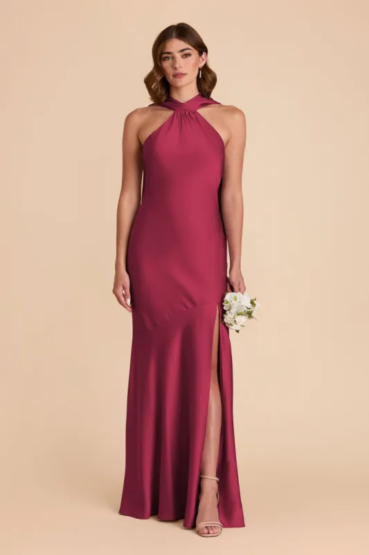 Eileen Matte Satin Dress - Berry sold by Birdy Grey