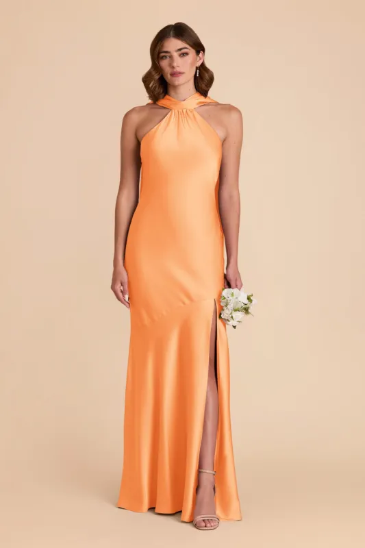 Eileen Matte Satin Dress - Apricot sold by Birdy Grey