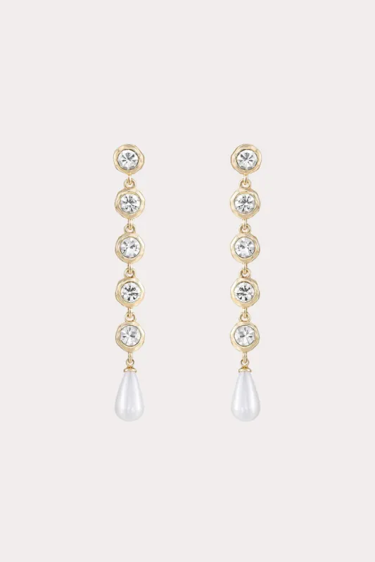Ravello Crystal and Pearl Dangle Earrings - Clear Crystal sold by Birdy Grey