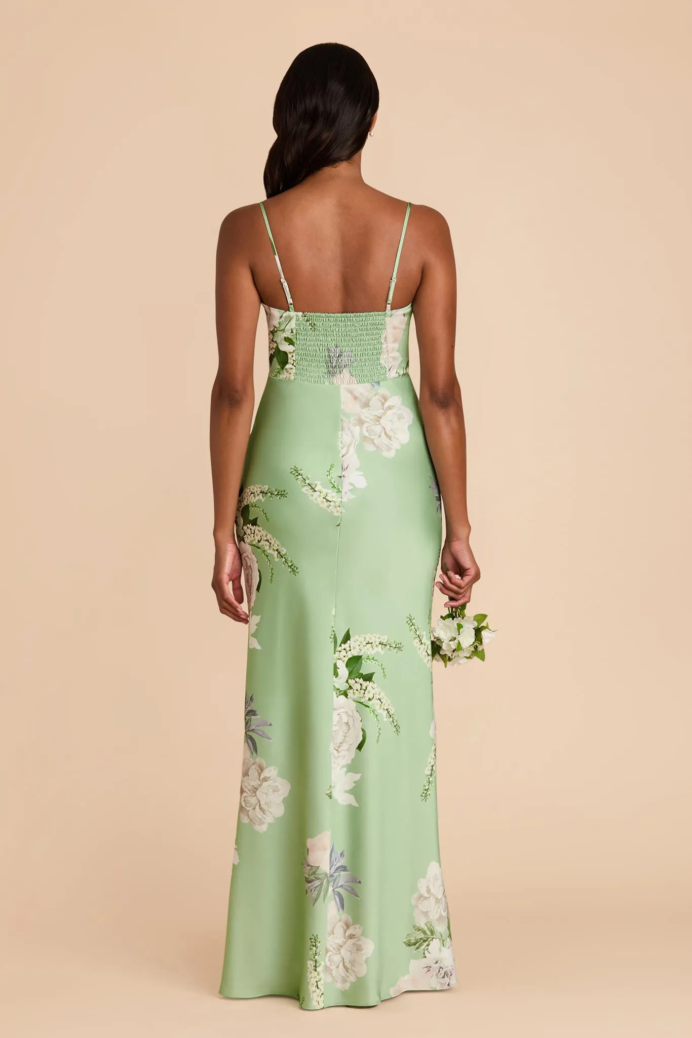 Jessica Matte Satin Dress - Pistachio Garden Bloom sold by Birdy Grey product image thumbnail 4