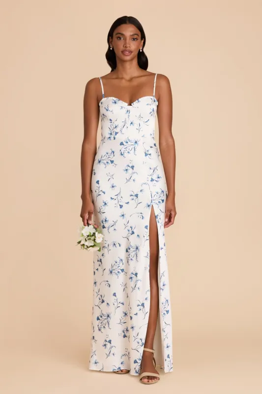 Jessica Matte Satin Dress - Blue Le Fleur sold by Birdy Grey