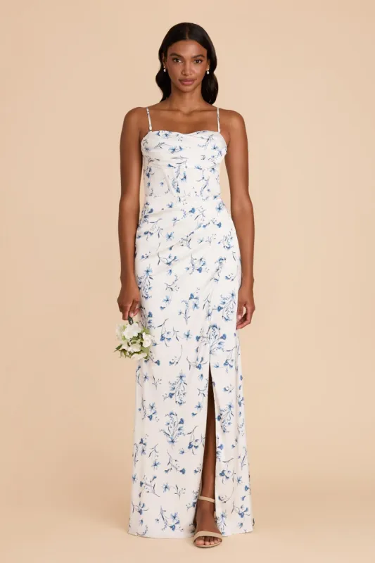 Carrie Matte Satin Dress - Blue Le Fleur sold by Birdy Grey