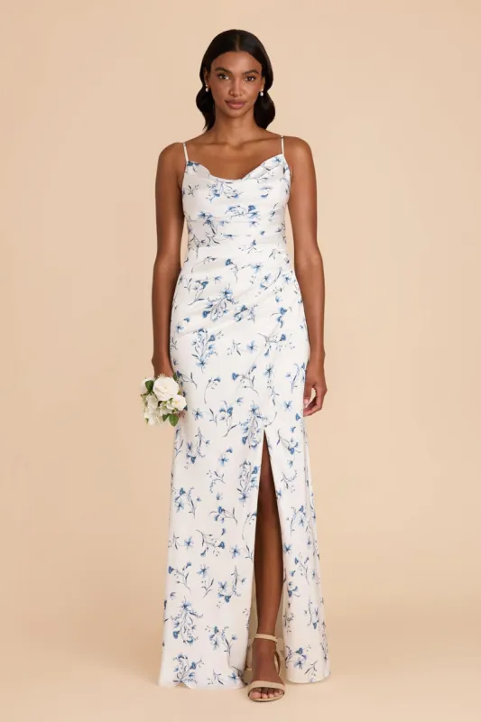 Lydia Matte Satin Dress - Blue Le Fleur sold by Birdy Grey