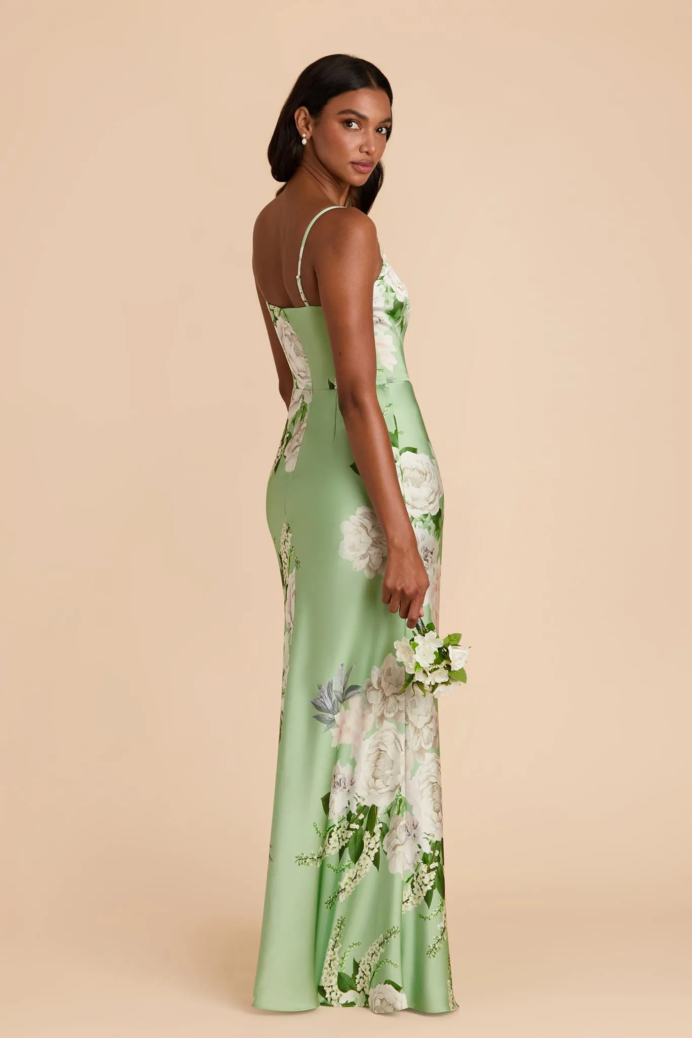 Mai Matte Satin Dress - Pistachio Garden Bloom sold by Birdy Grey product image thumbnail 3