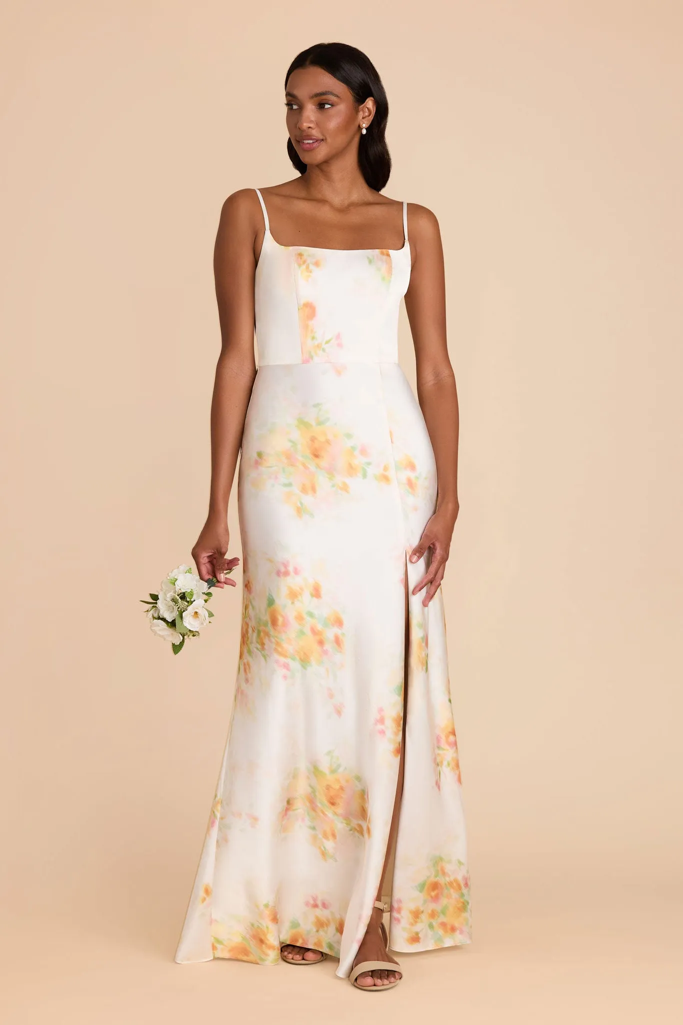 Mai Matte Satin Dress - White Blurred Floral sold by Birdy Grey product image thumbnail 2