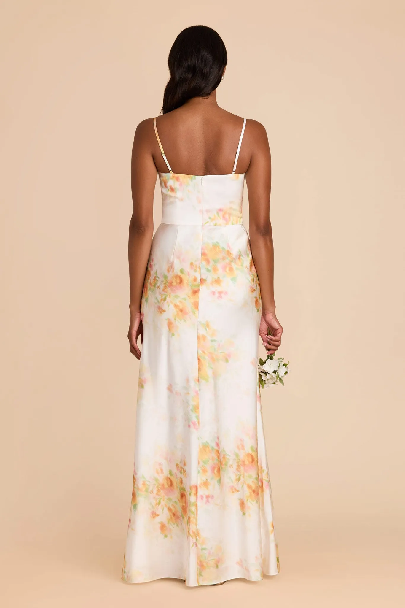 Mai Matte Satin Dress - White Blurred Floral sold by Birdy Grey product image thumbnail 4