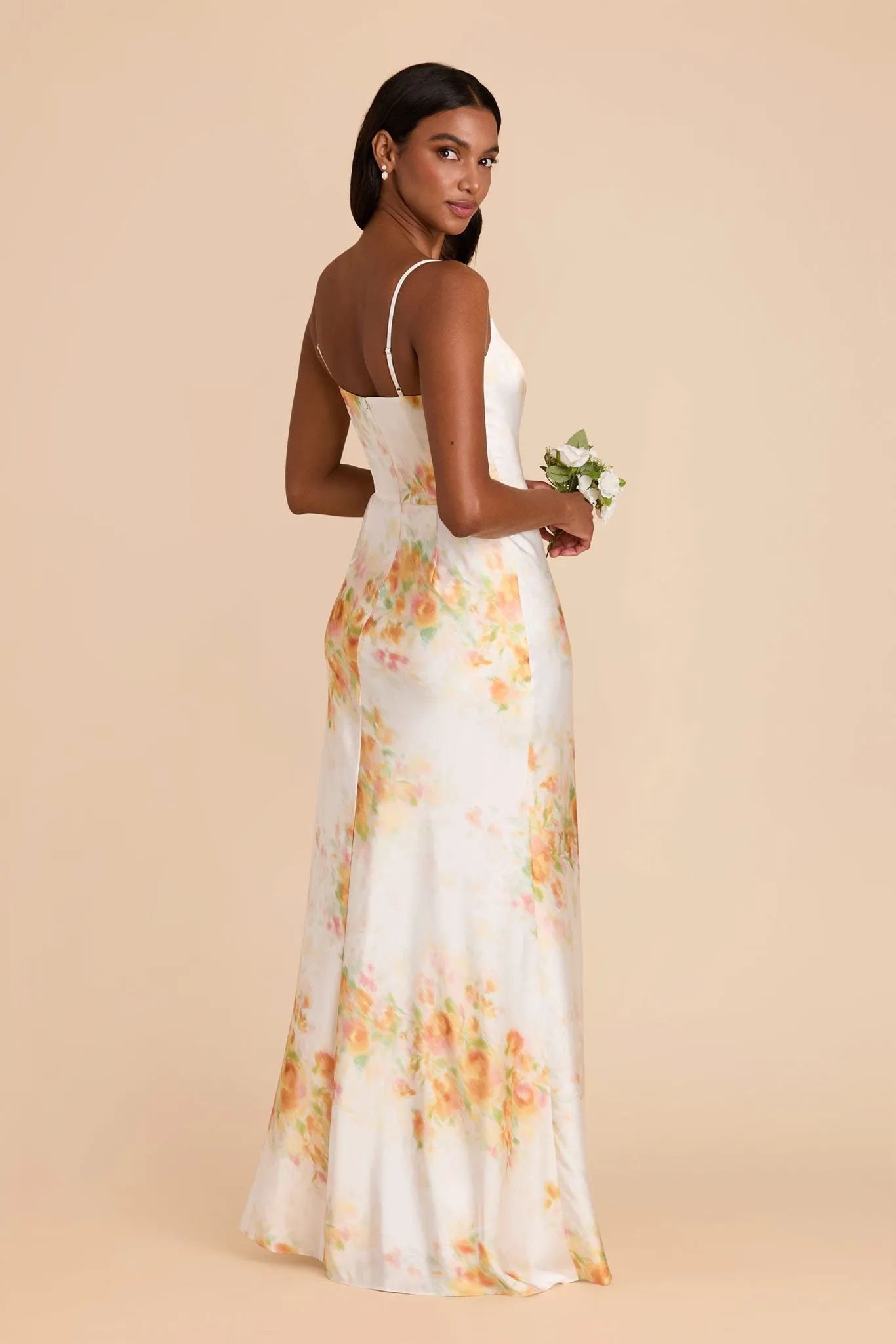 Mai Matte Satin Dress - White Blurred Floral sold by Birdy Grey product image thumbnail 3