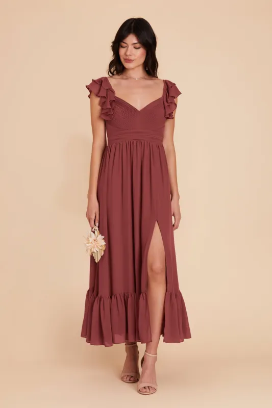 Michelle Chiffon Dress - Rosewood sold by Birdy Grey