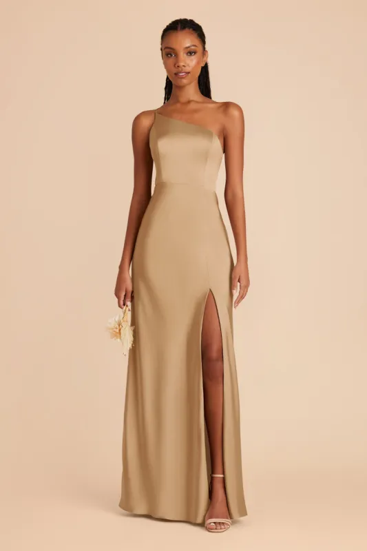 Kira Matte Satin Dress - Yellow Gold sold by Birdy Grey