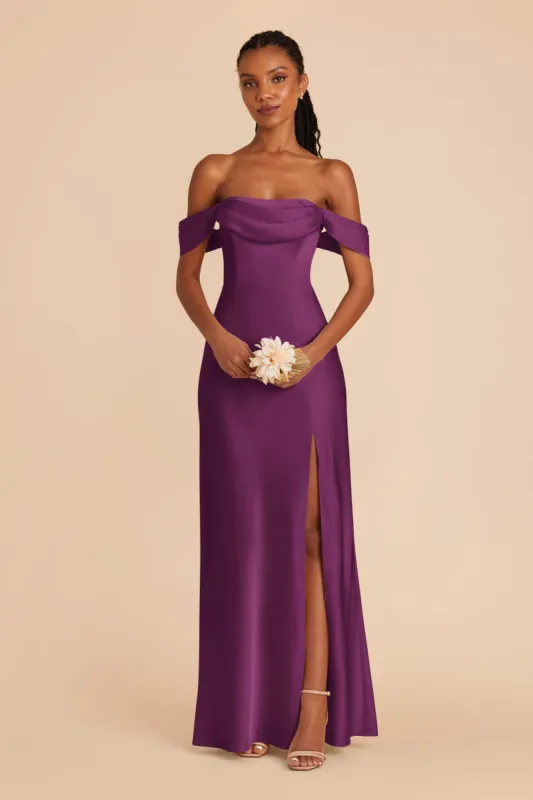 Mia Matte Satin Convertible Dress - Fig sold by Birdy Grey