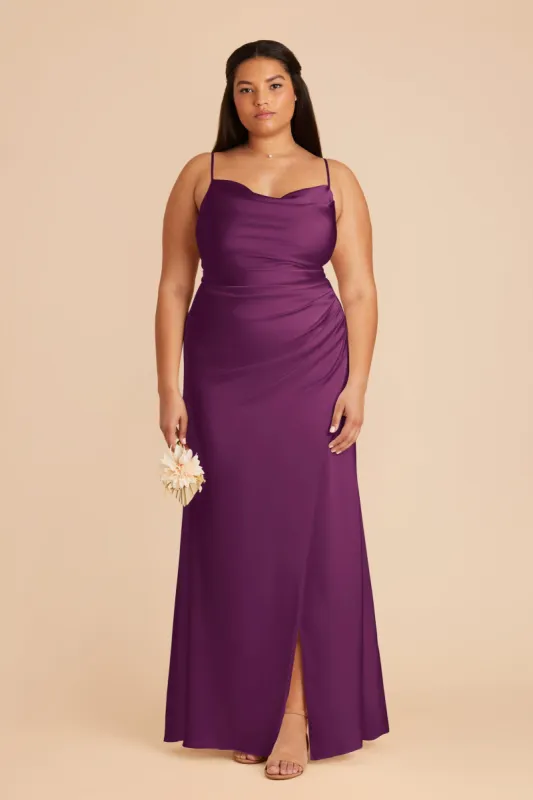 Lydia Matte Satin Dress - Fig sold by Birdy Grey