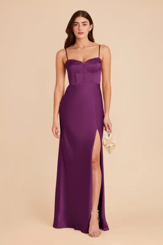 Jessica Matte Satin Dress - Fig sold by Birdy Grey