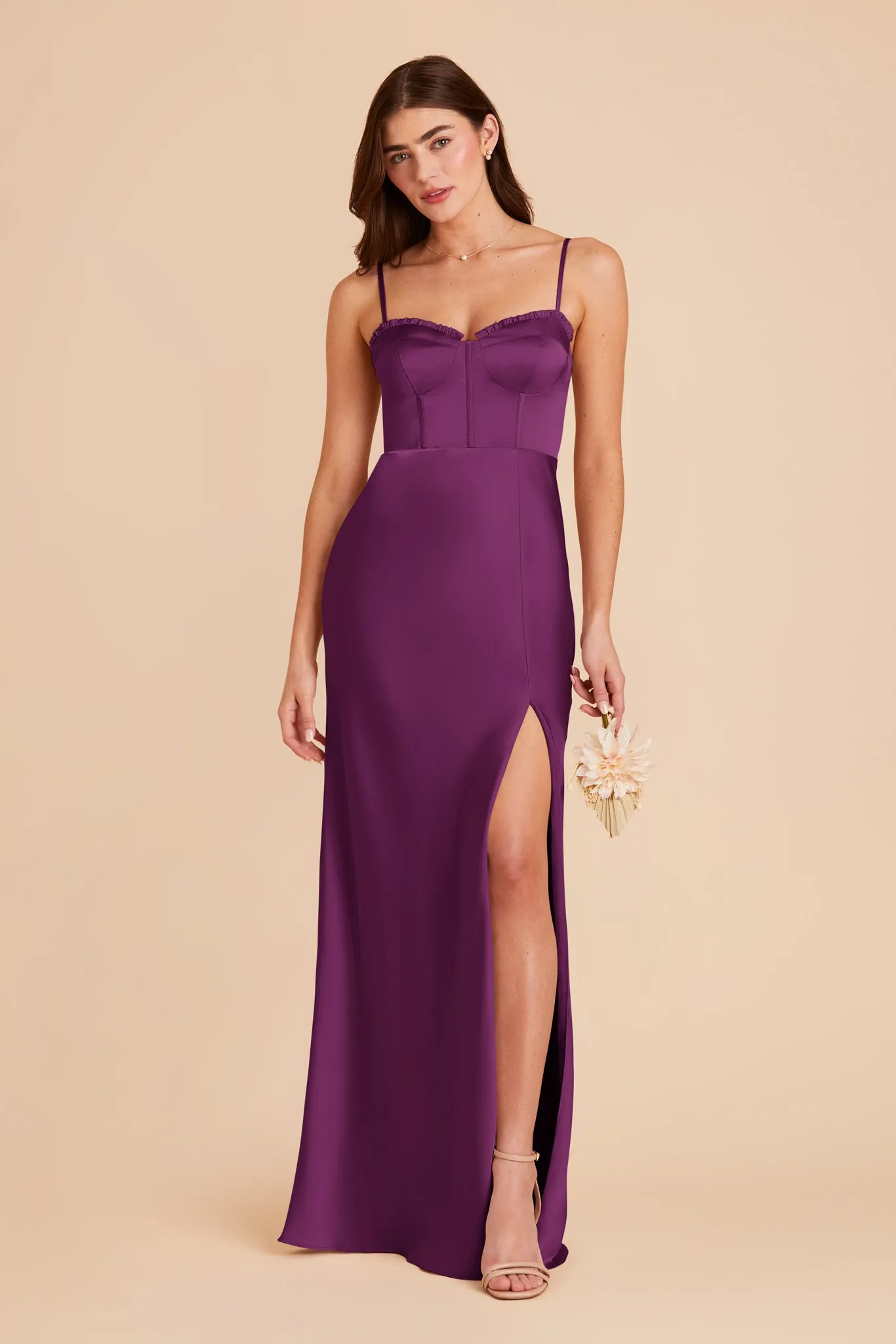 Jessica Matte Satin Dress - Fig sold by Birdy Grey product image thumbnail 3
