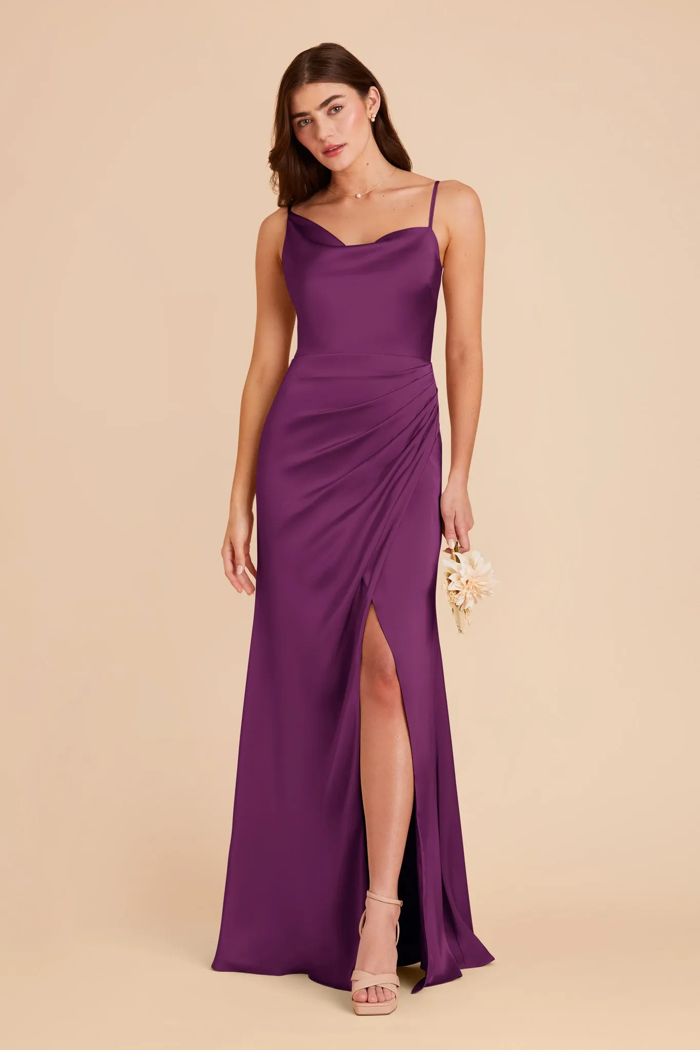 Jennifer Matte Satin Dress - Fig sold by Birdy Grey product image thumbnail 3