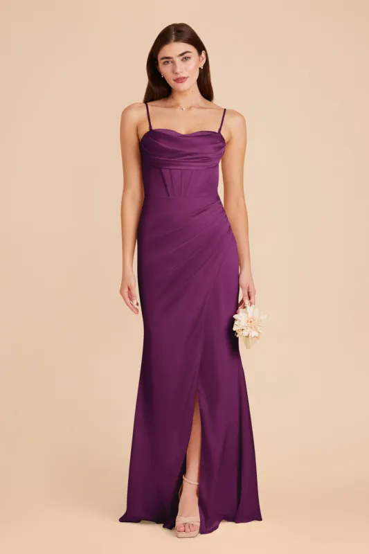Carrie Matte Satin Dress - Fig sold by Birdy Grey