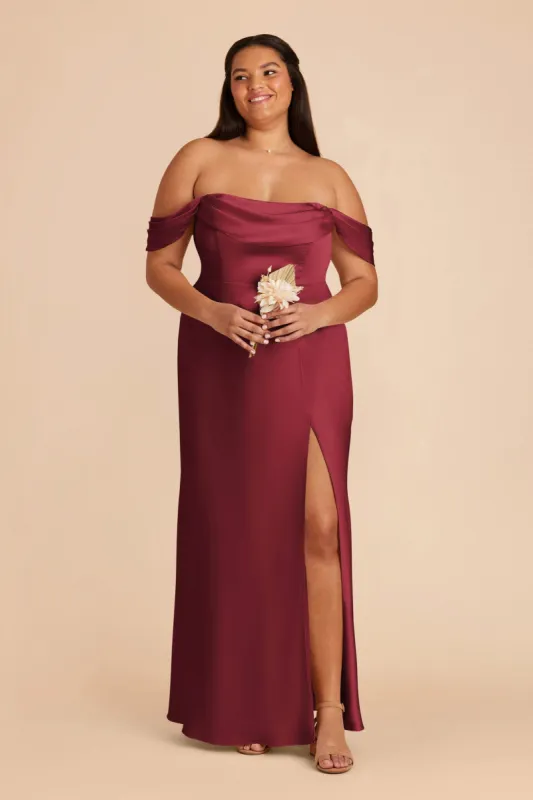 Mia Matte Satin Convertible Dress - Burgundy sold by Birdy Grey