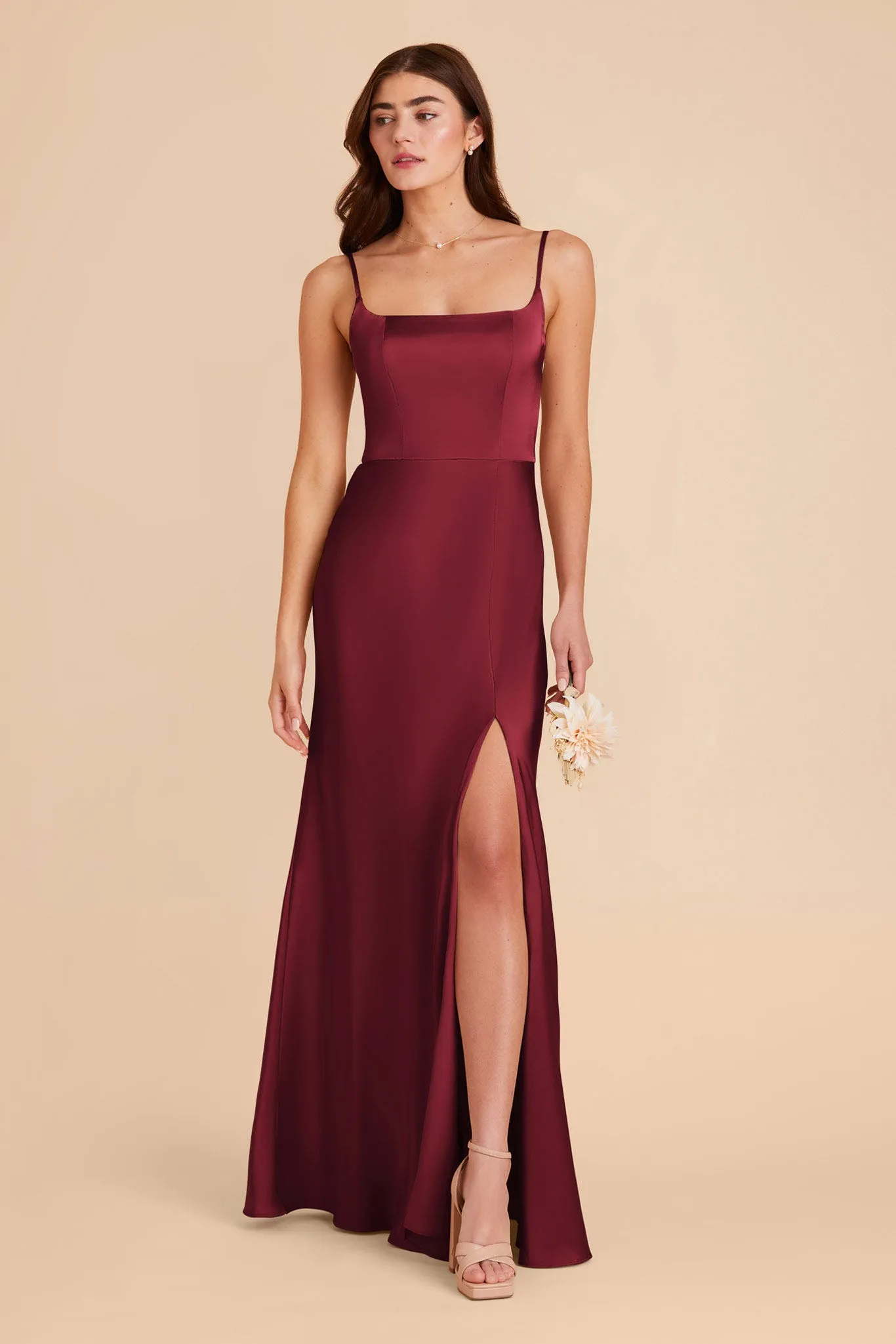 Mai Matte Satin Dress - Burgundy sold by Birdy Grey product image thumbnail 3