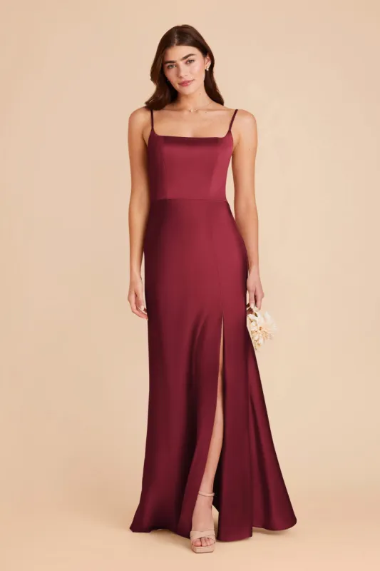 Mai Matte Satin Dress - Burgundy sold by Birdy Grey