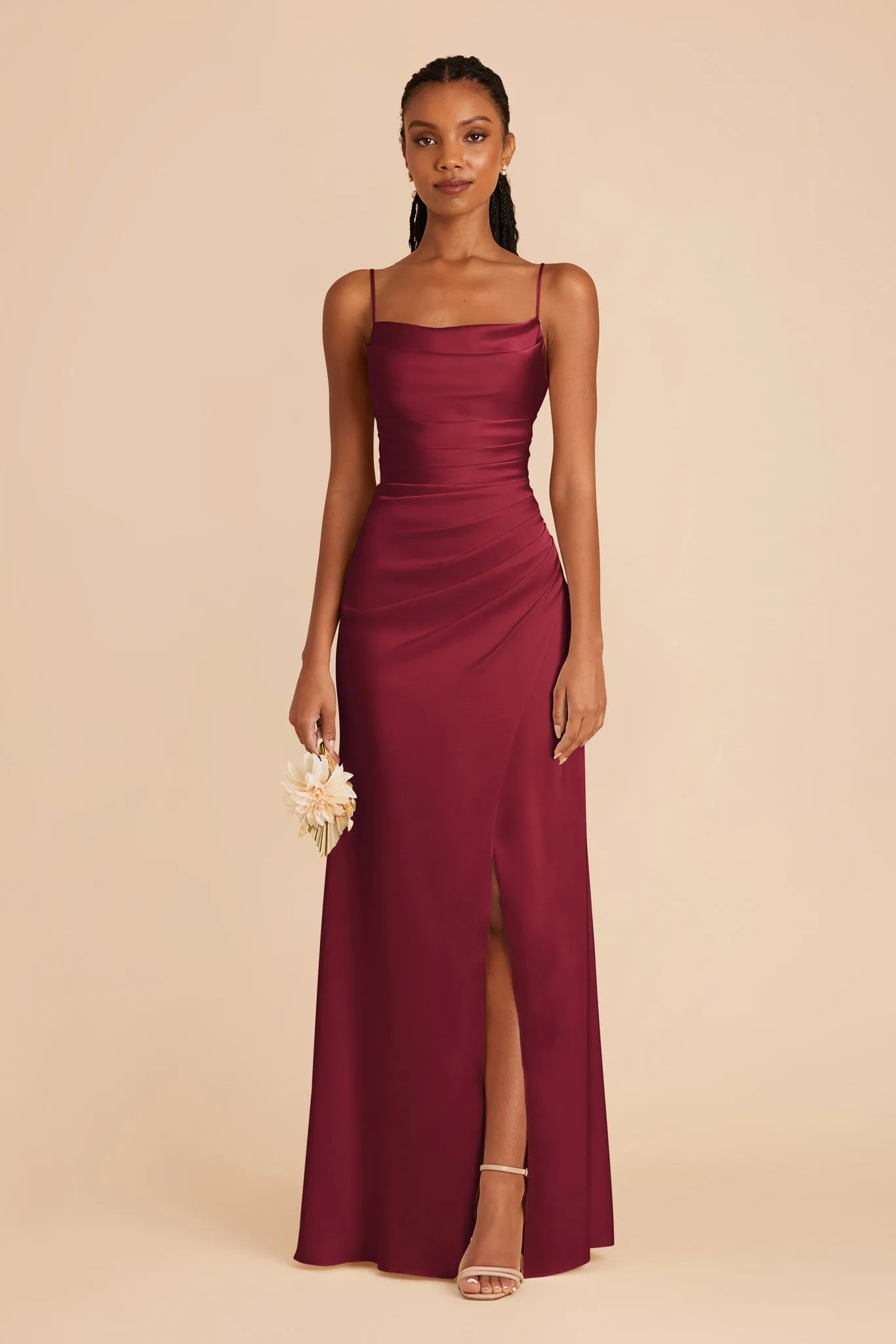 Lydia Matte Satin Dress - Burgundy sold by Birdy Grey