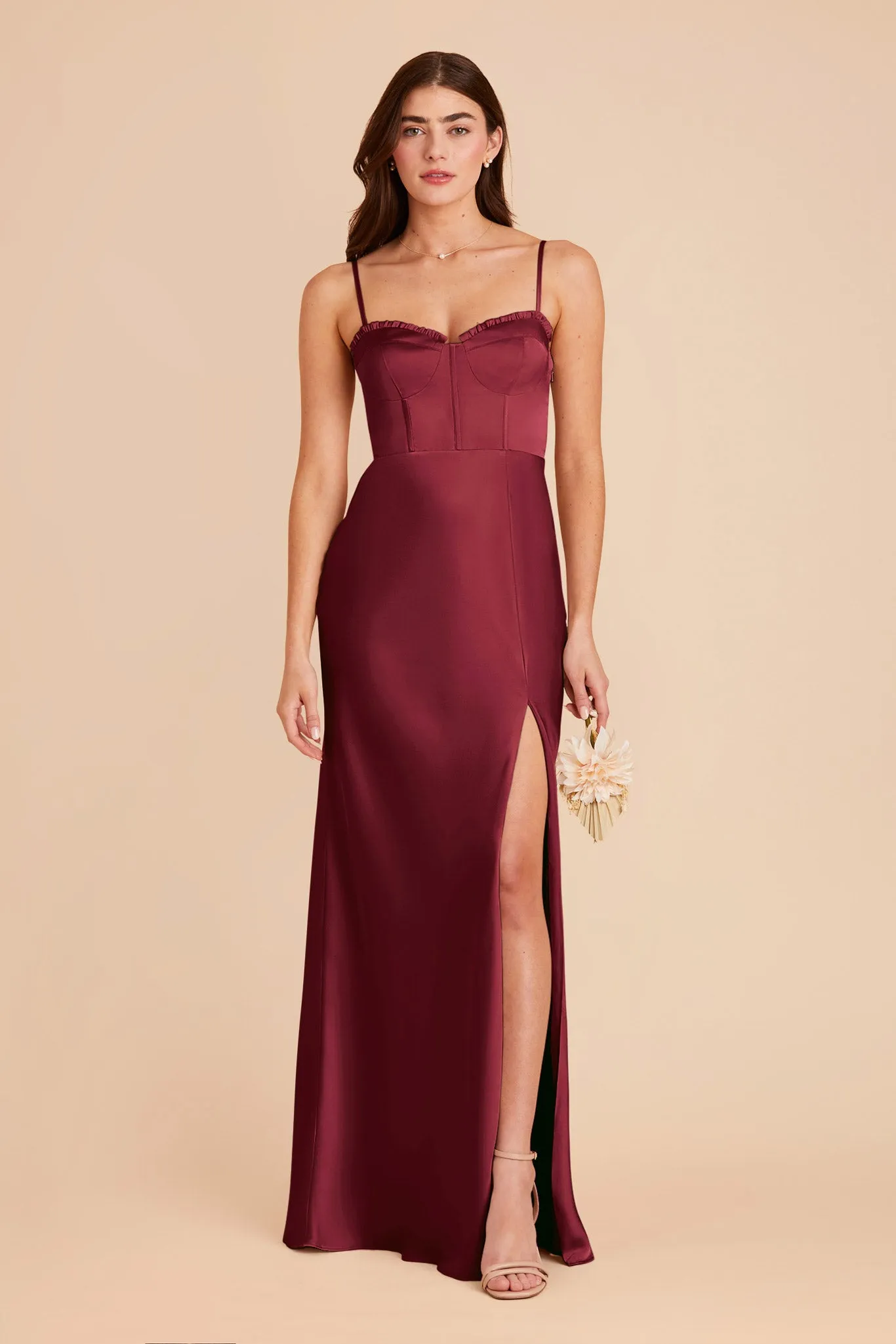 Jessica Matte Satin Dress - Burgundy sold by Birdy Grey