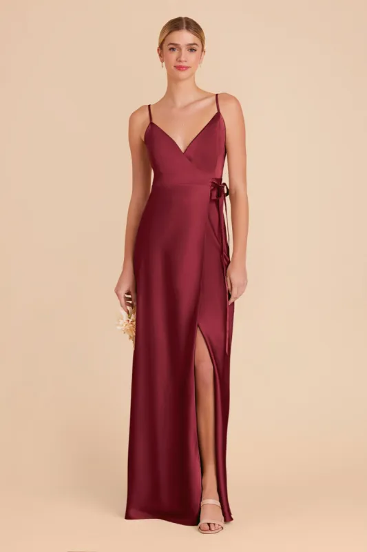 Cindy Matte Satin Dress - Burgundy sold by Birdy Grey
