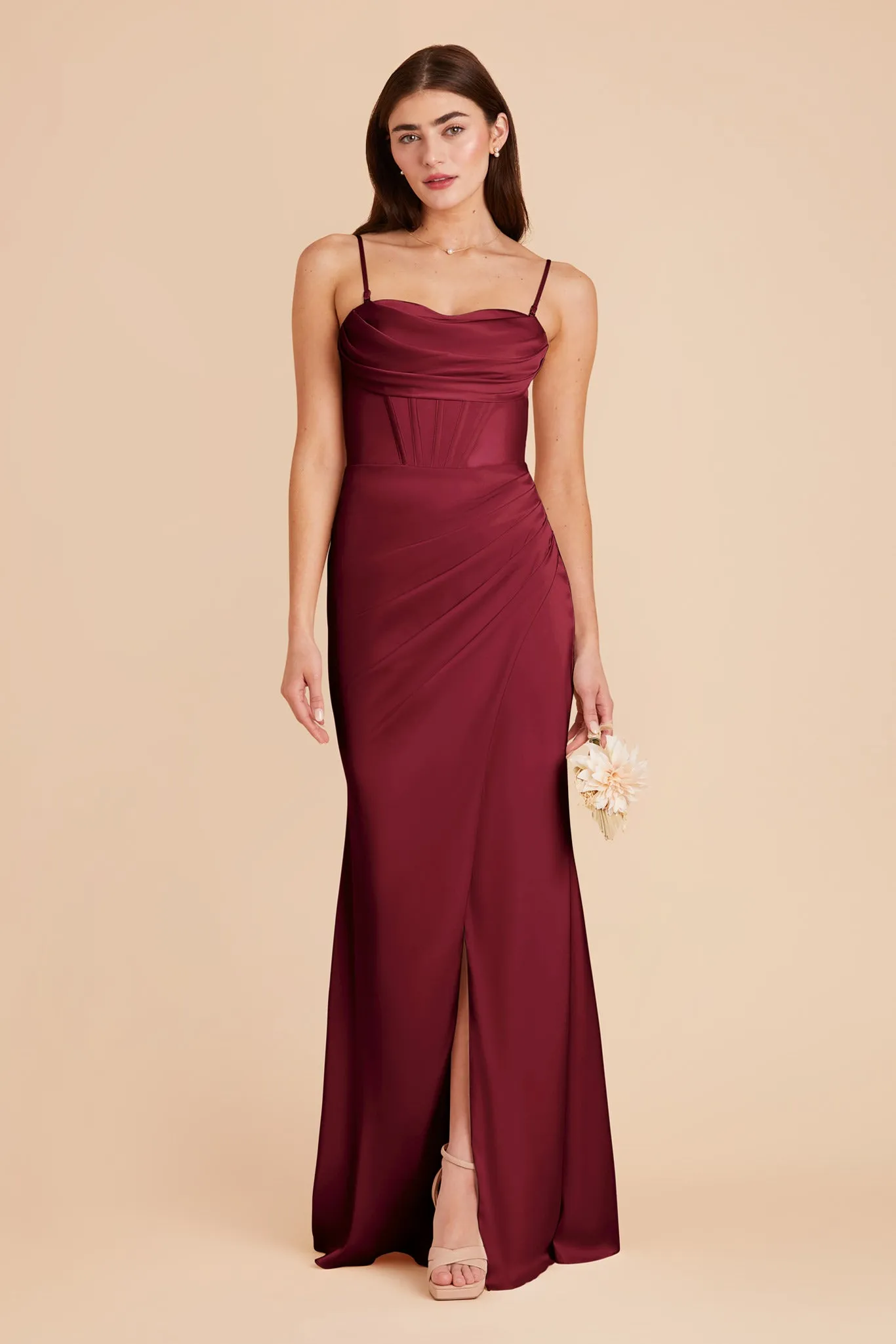 Carrie Matte Satin Dress - Burgundy sold by Birdy Grey product image thumbnail 4