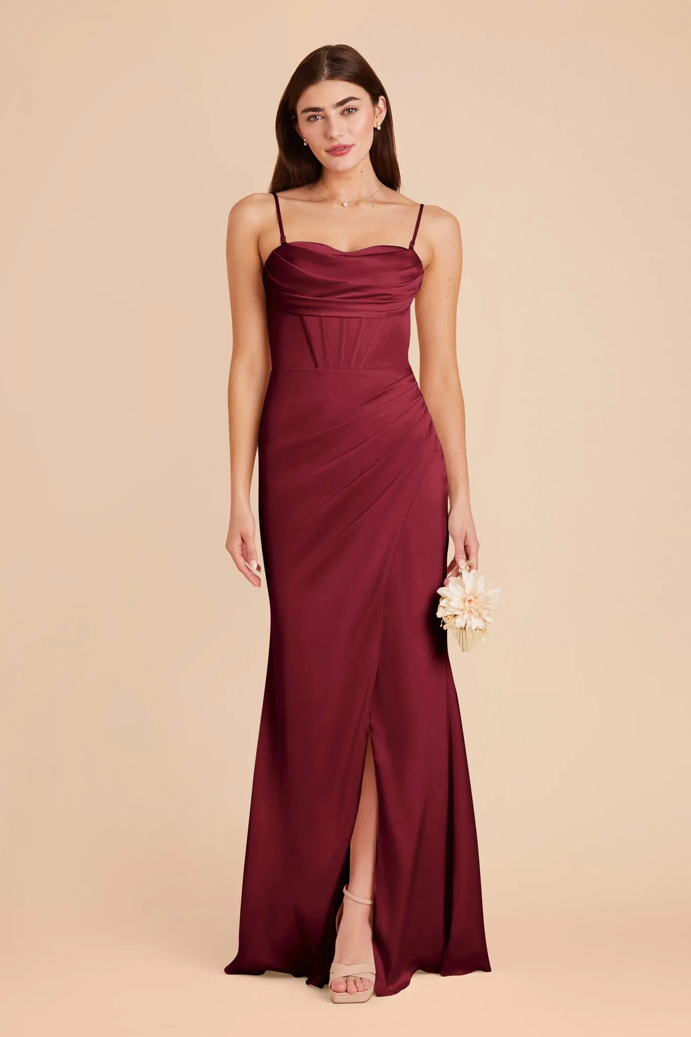 Carrie Matte Satin Dress - Burgundy sold by Birdy Grey product image thumbnail 5
