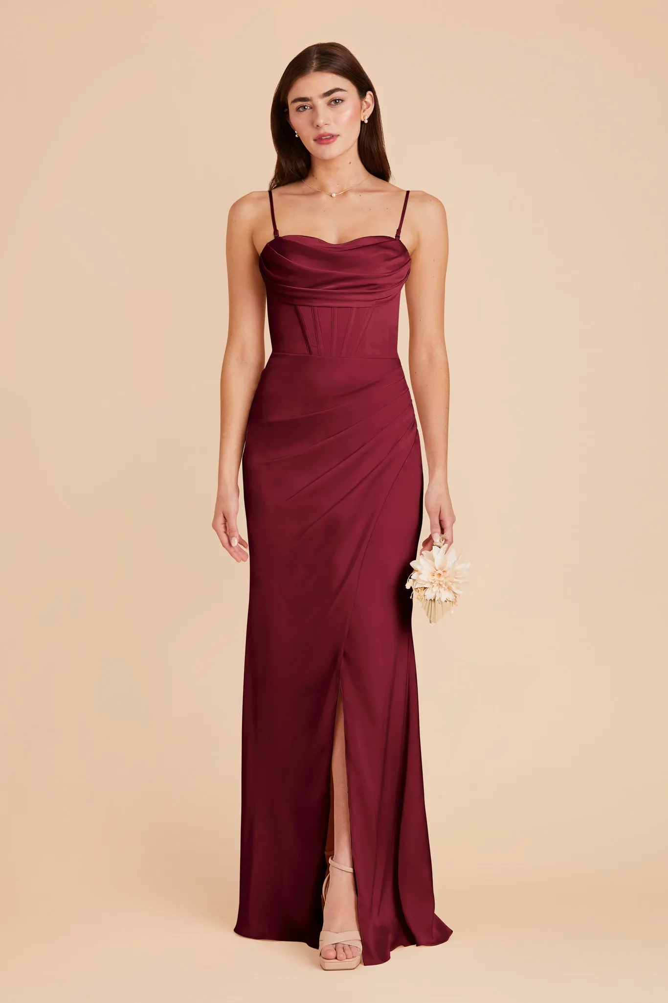 Carrie Matte Satin Dress - Burgundy sold by Birdy Grey product image thumbnail 3
