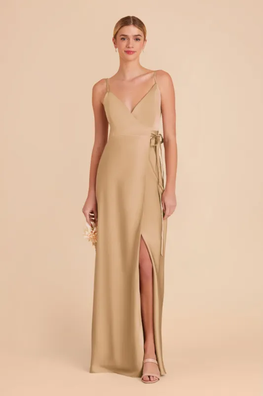 Cindy Matte Satin Dress - Yellow Gold sold by Birdy Grey
