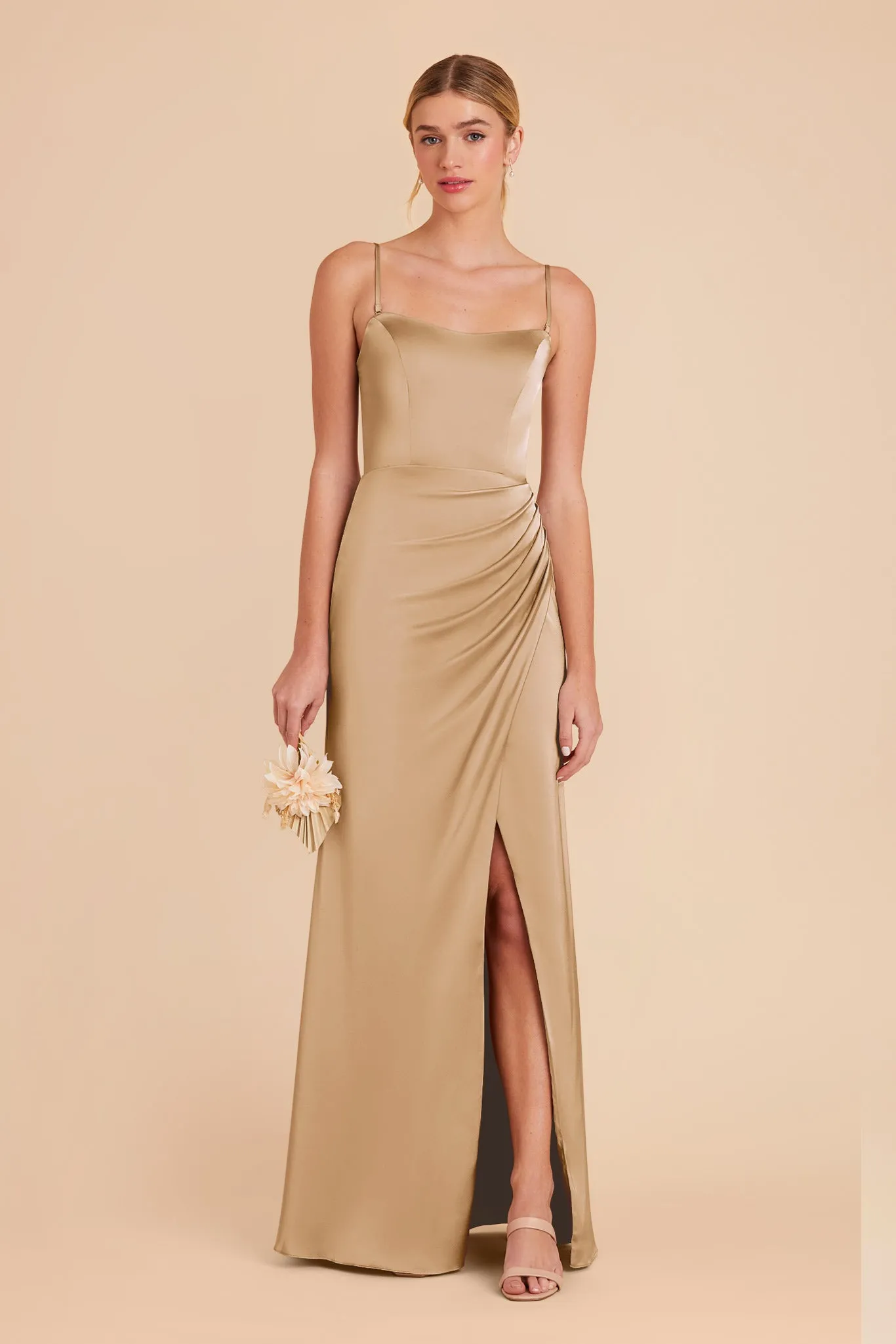 Anne Matte Satin Dress - Yellow Gold sold by Birdy Grey product image thumbnail 3