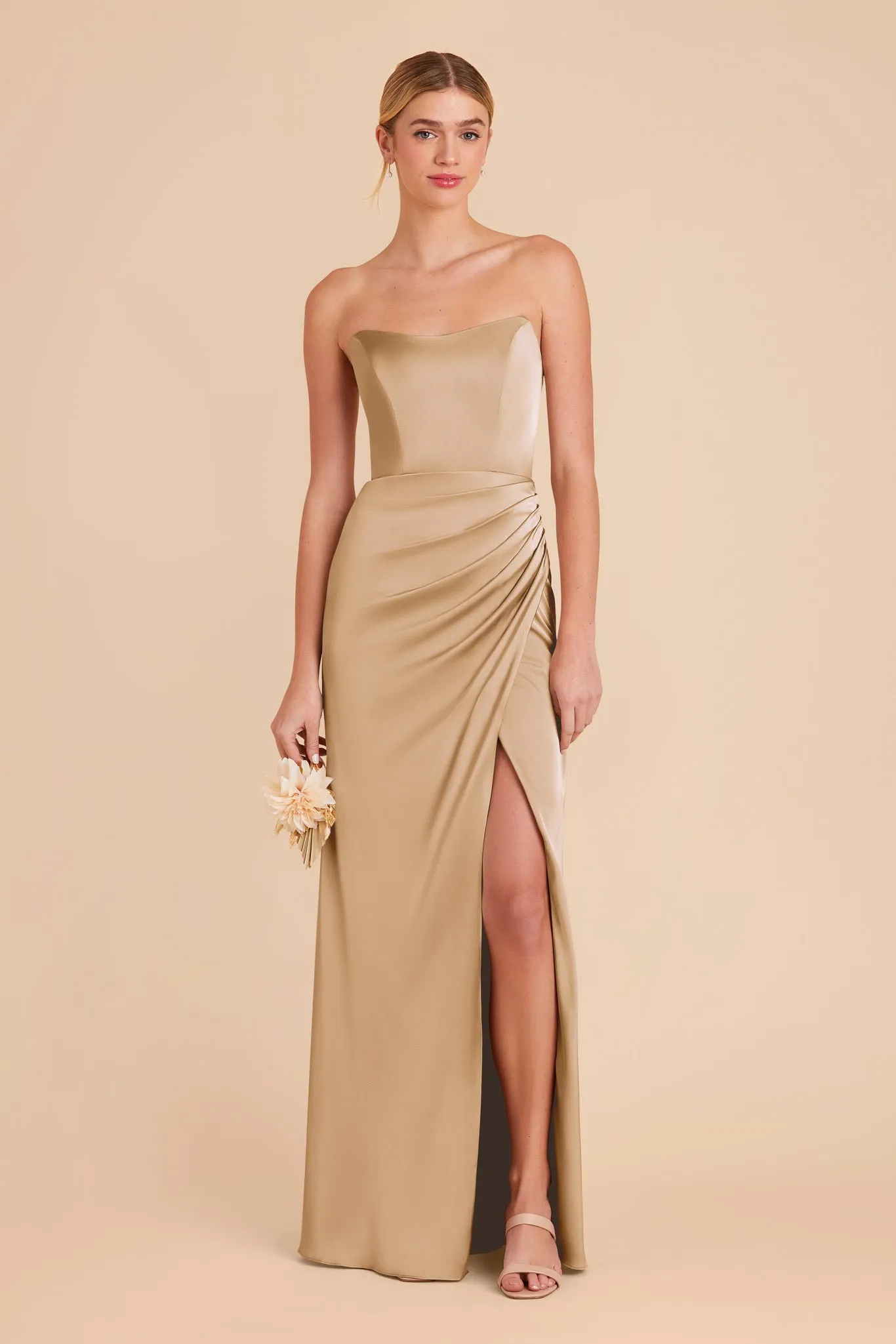 Anne Matte Satin Dress - Yellow Gold sold by Birdy Grey product image thumbnail 5