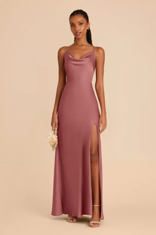 Lisa Long Matte Satin Dress - Wild Rose sold by Birdy Grey