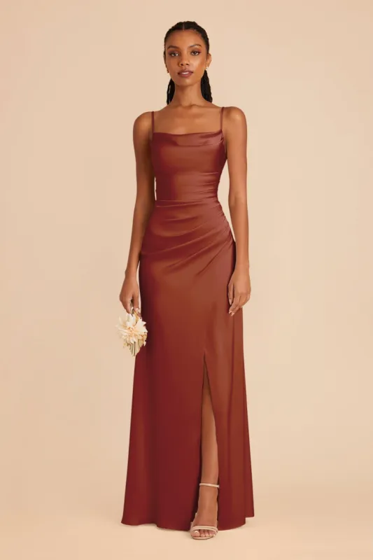 Lydia Matte Satin Dress - Auburn sold by Birdy Grey