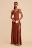 Lisa Long Matte Satin Dress - Auburn sold by Birdy Grey