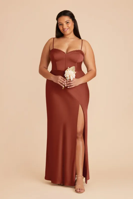Jessica Matte Satin Dress - Auburn sold by Birdy Grey