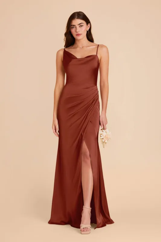 Jennifer Matte Satin Dress - Auburn sold by Birdy Grey
