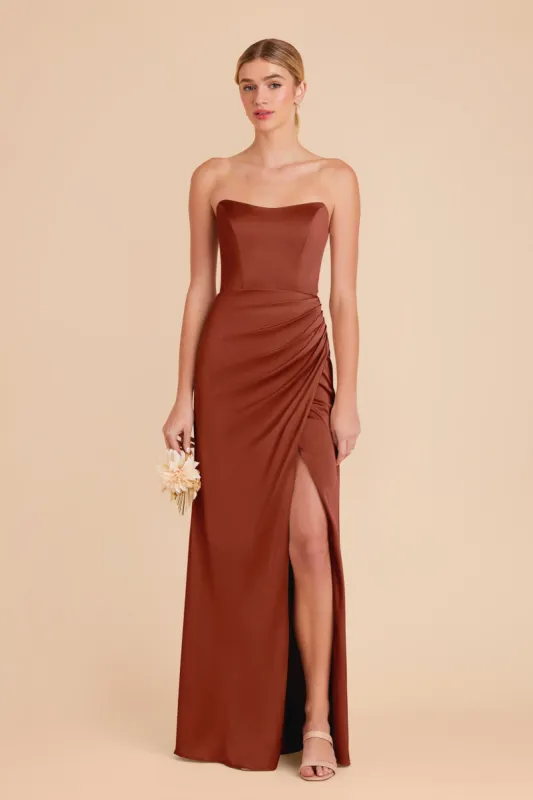 Anne Matte Satin Dress - Auburn sold by Birdy Grey