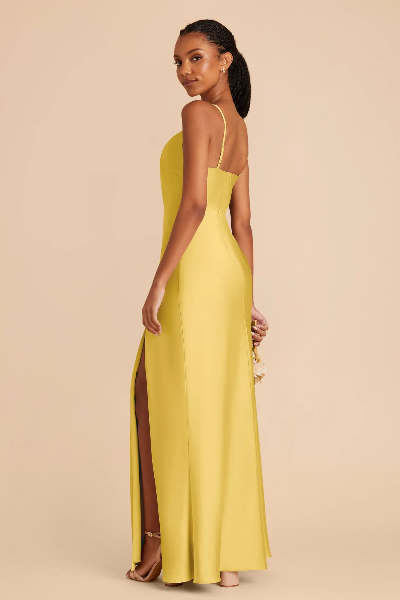 Lisa Long Matte Satin Dress - Sunflower Yellow sold by Birdy Grey product image thumbnail 4