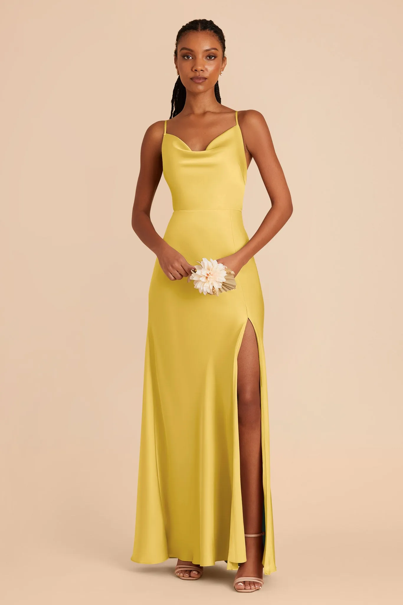 Lisa Long Matte Satin Dress - Sunflower Yellow sold by Birdy Grey product image thumbnail 3