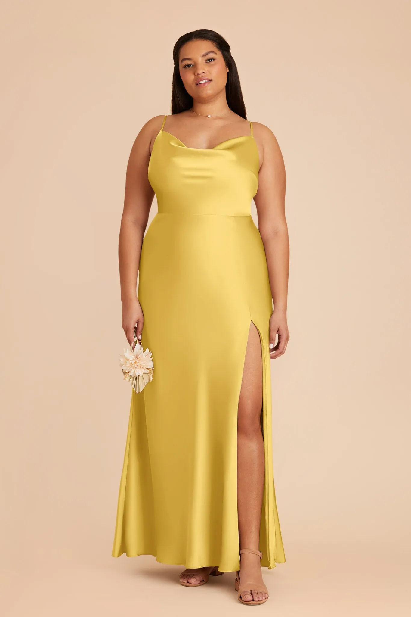 Lisa Long Matte Satin Dress - Sunflower Yellow sold by Birdy Grey product image thumbnail 2
