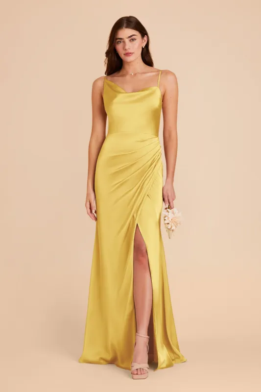 Jennifer Matte Satin Dress - Sunflower Yellow sold by Birdy Grey