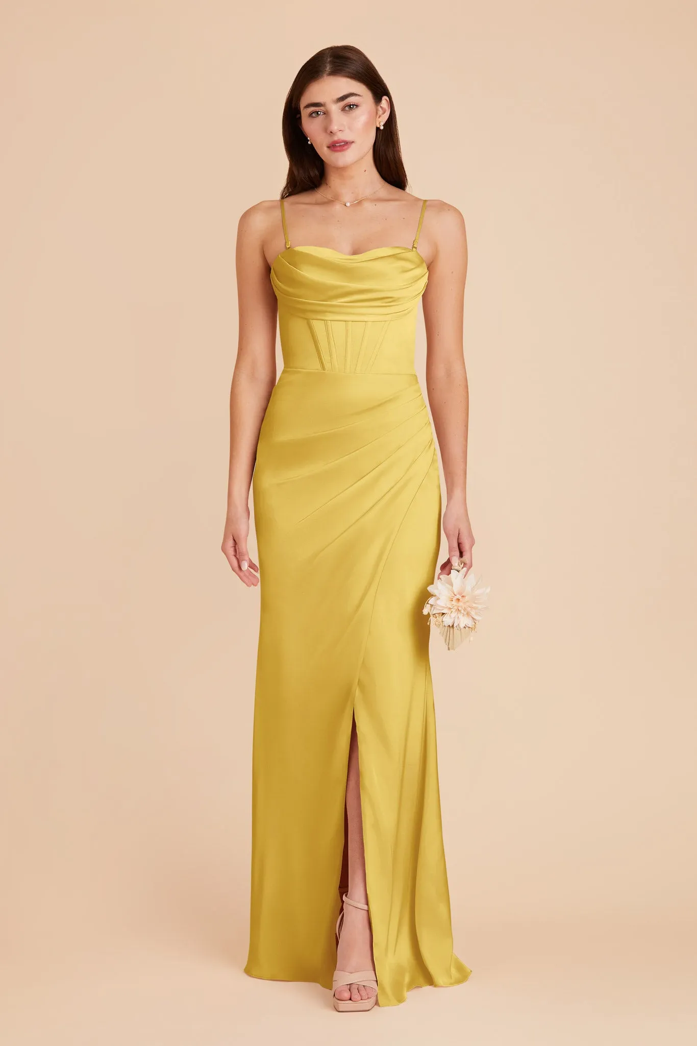 Carrie Matte Satin Dress - Sunflower Yellow sold by Birdy Grey product image thumbnail 3