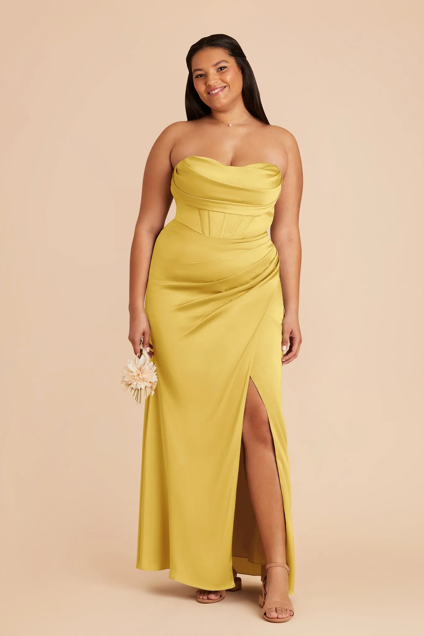 Carrie Matte Satin Dress - Sunflower Yellow sold by Birdy Grey product image thumbnail 2