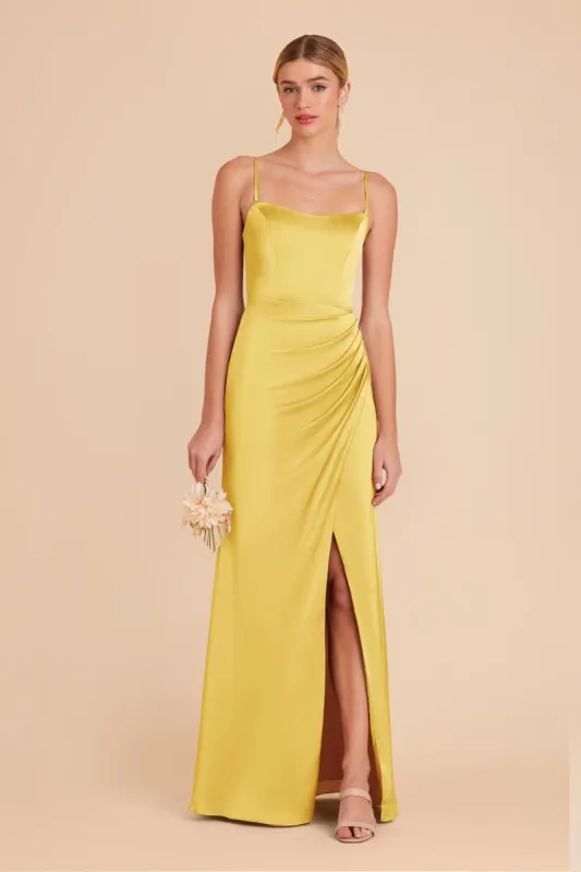 Anne Matte Satin Dress - Sunflower Yellow sold by Birdy Grey