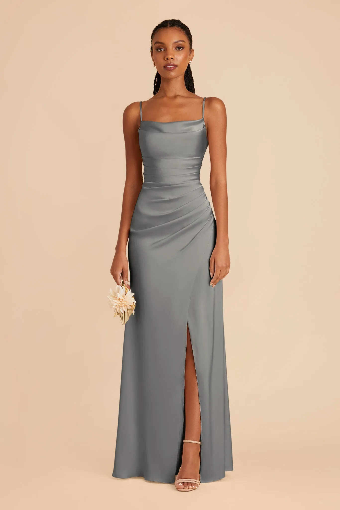 Lydia Matte Satin Dress - Silver sold by Birdy Grey