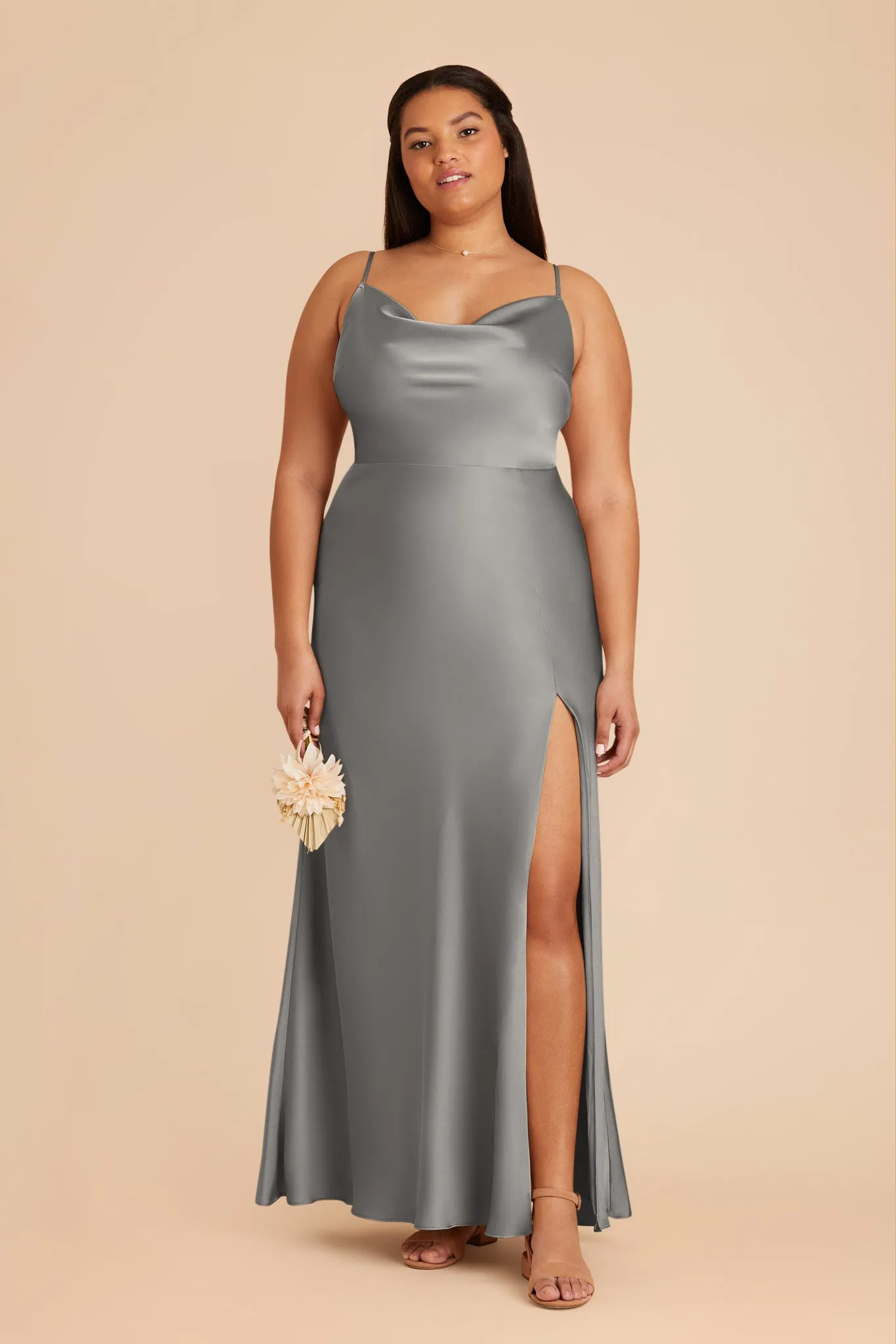 Lisa Long Matte Satin Dress - Silver sold by Birdy Grey product image thumbnail 2
