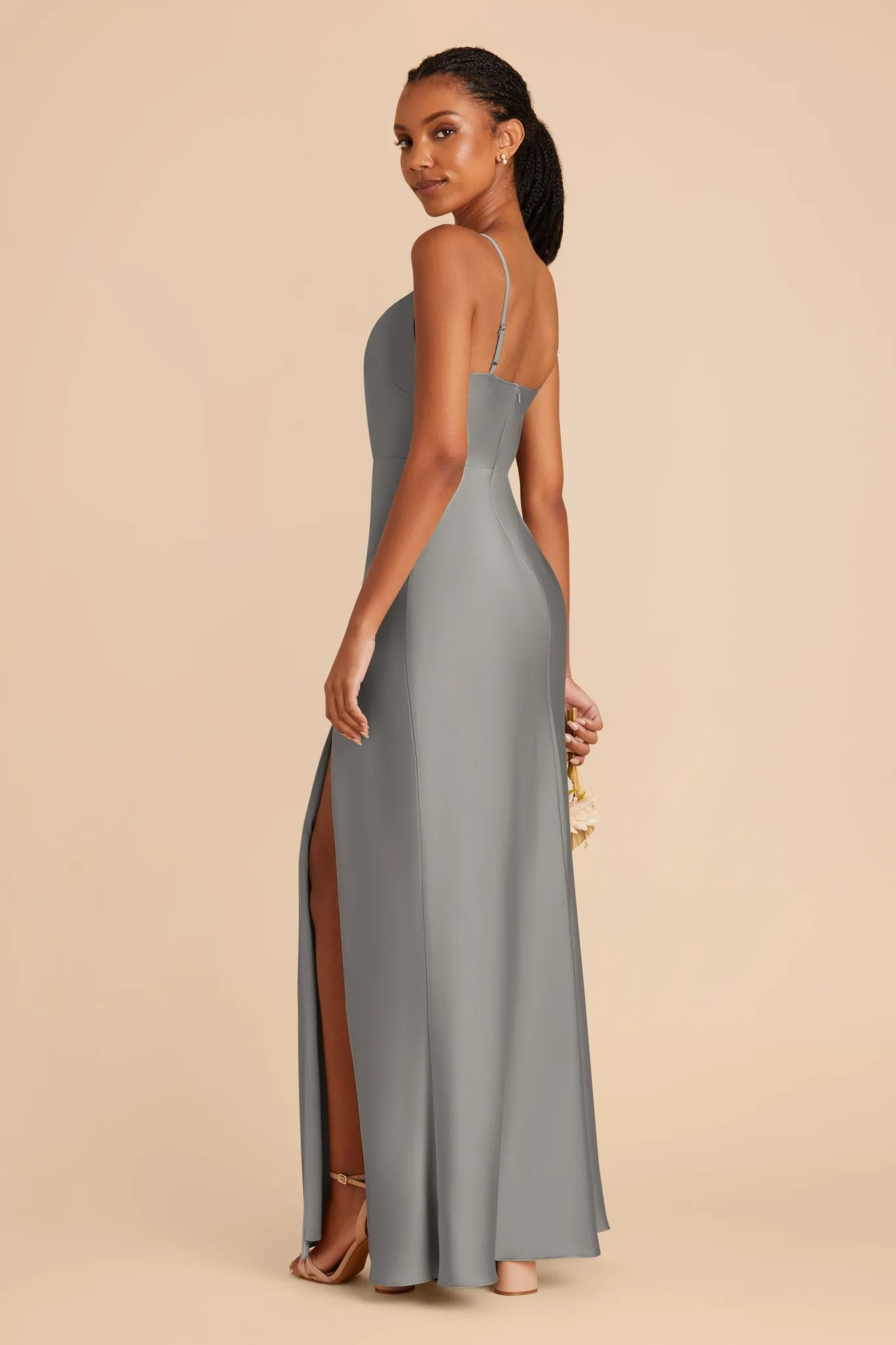 Lisa Long Matte Satin Dress - Silver sold by Birdy Grey product image thumbnail 4